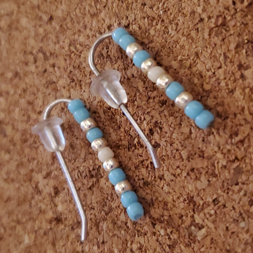 Bead stirling silver earrings